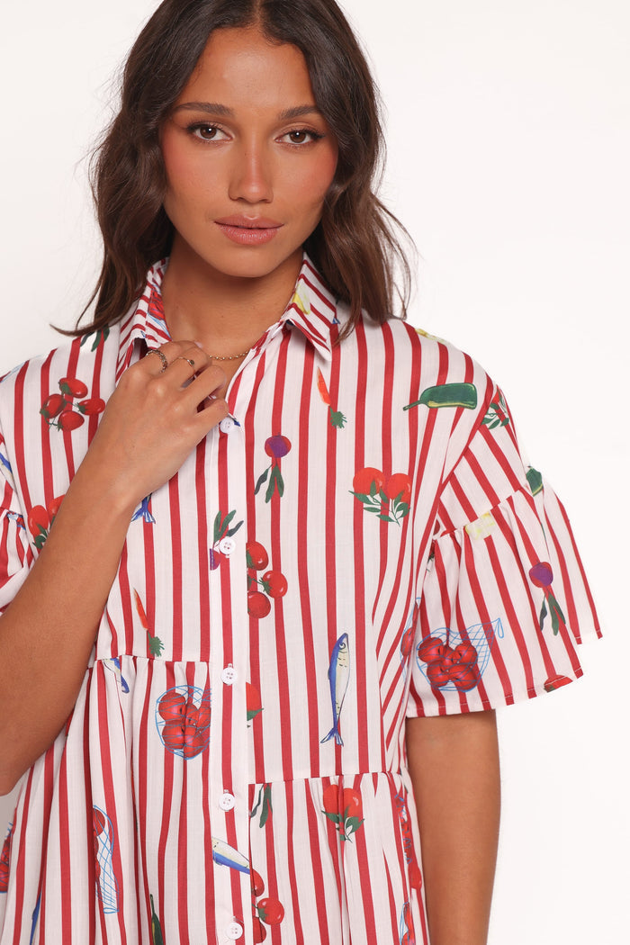 Petal and Pup USA DRESSES Peachy Mini Dress - Red Picnic Stripe