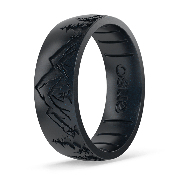 Etched Nature Silicone Ring - Peak Black Pearl
