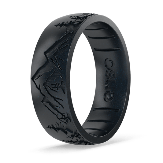 Etched Nature Silicone Ring - Peak Black Pearl