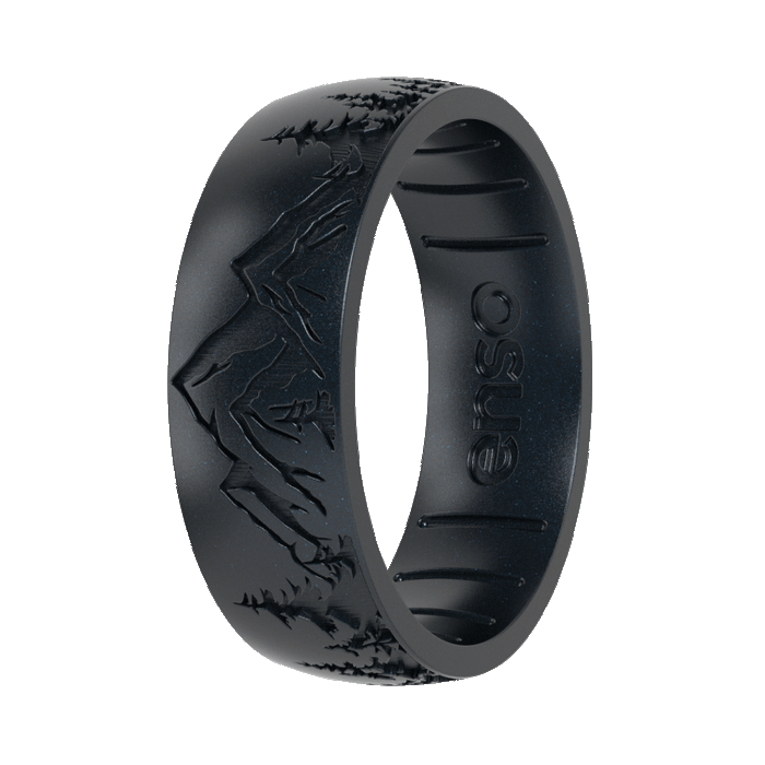 Etched Nature Silicone Ring - Peak Black Pearl
