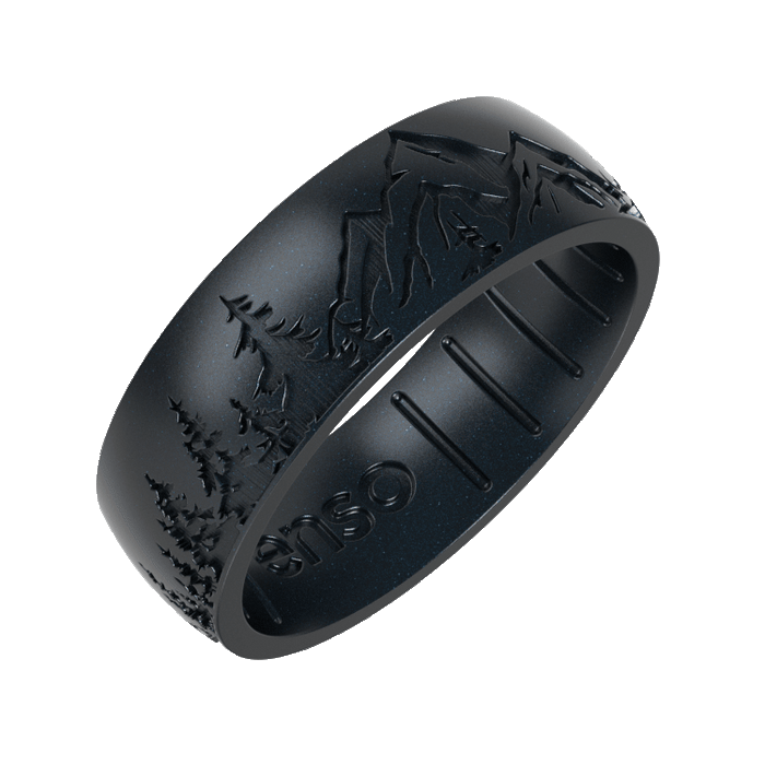 Etched Nature Silicone Ring - Peak Black Pearl