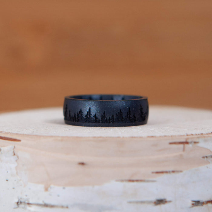 Etched Nature Silicone Ring - Peak Black Pearl