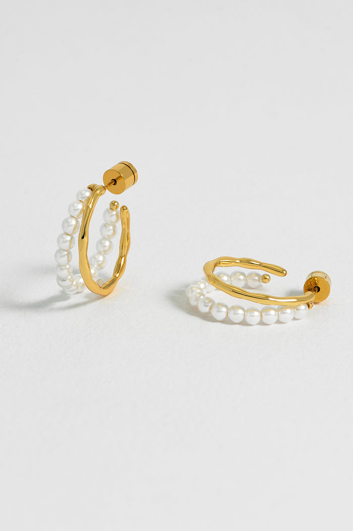 Pearl and Molten Metal Double Illusion Hoops