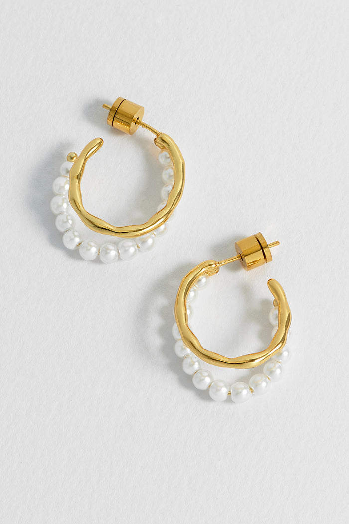 Pearl and Molten Metal Double Illusion Hoops