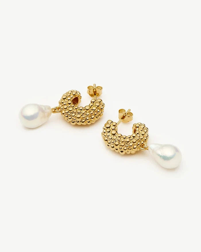 Pearl Baya Charm Hoop Earrings | 18k Gold Plated/Pearl Earrings Missoma