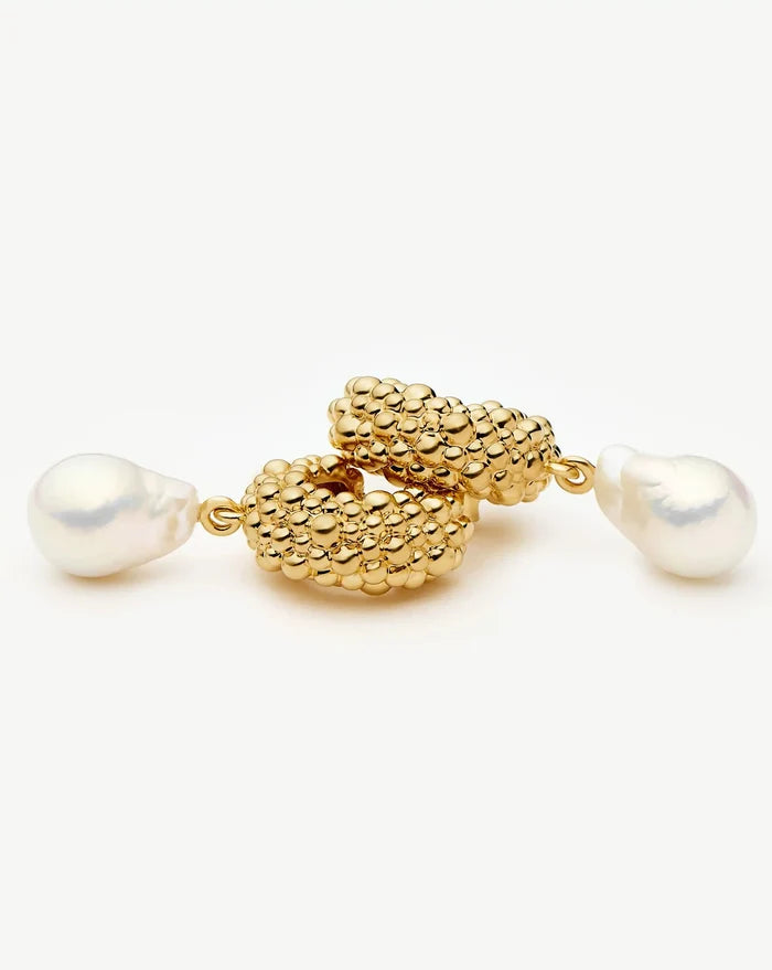 Pearl Baya Charm Hoop Earrings | 18k Gold Plated/Pearl Earrings Missoma
