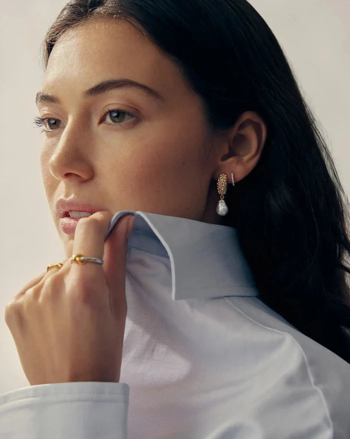 Pearl Baya Charm Hoop Earrings | 18k Gold Plated/Pearl Earrings Missoma