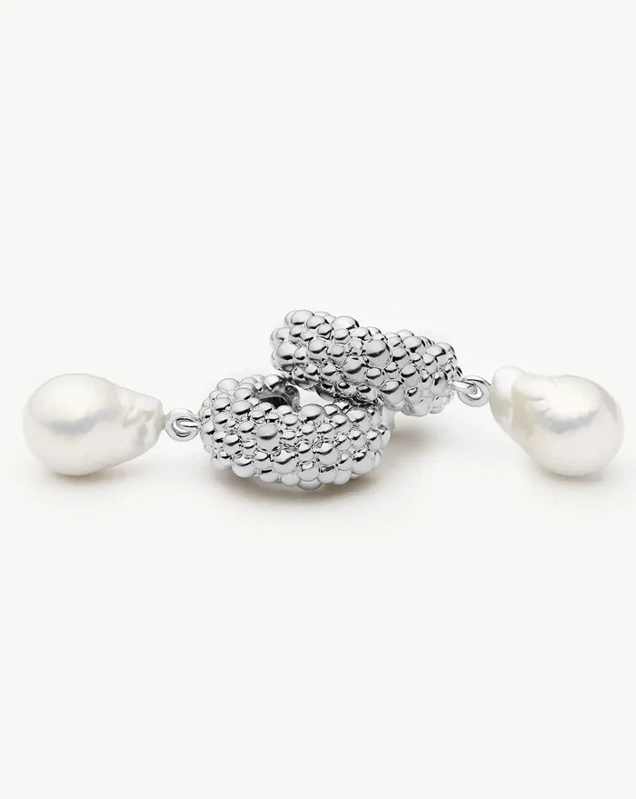Pearl Baya Charm Hoop Earrings | Silver Plated/Pearl Earrings Missoma