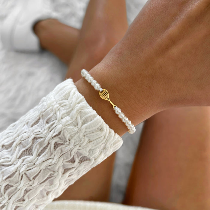 Pearl Gold Tennis Chain Bracelet