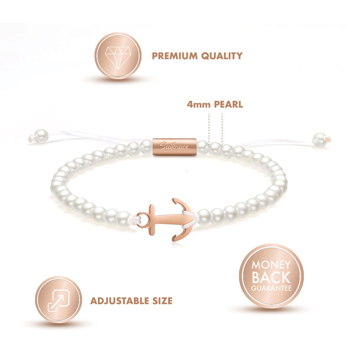 Pearl Rose Anchor Bracelet