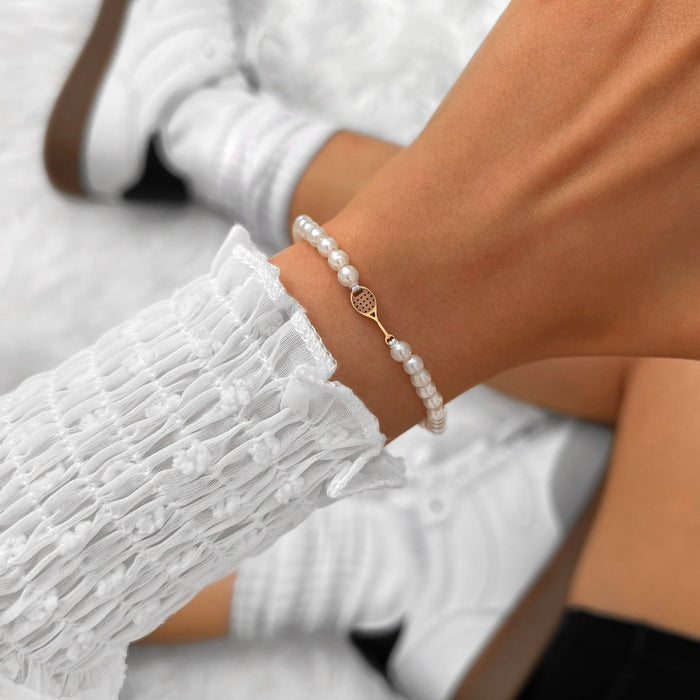 Pearl Rose Tennis Chain Bracelet