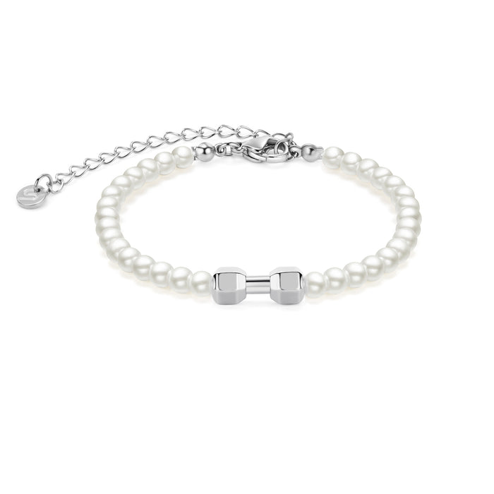Pearl Silver Gym Chain Bracelet