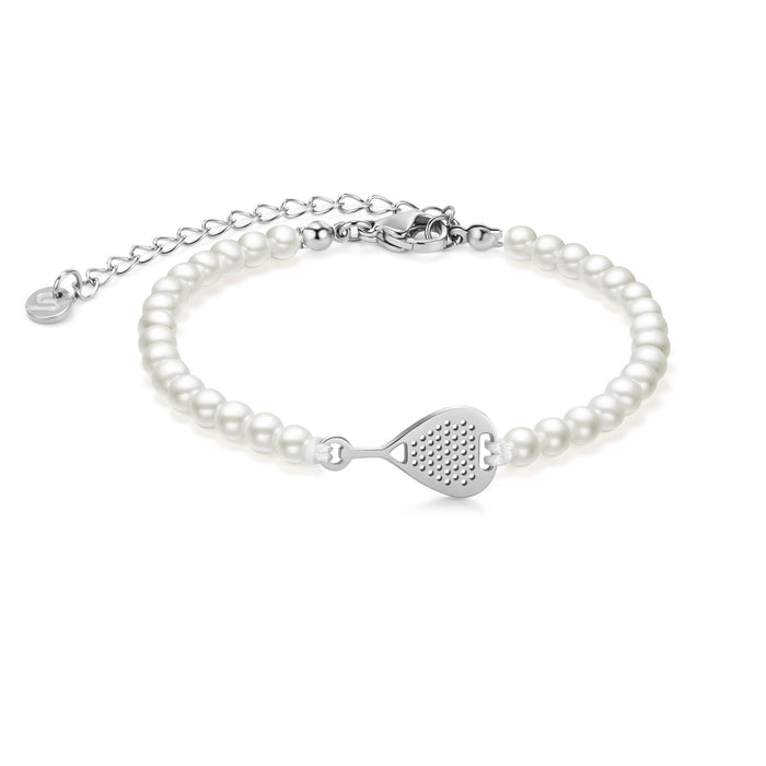 Pearl Silver Padel Chain Bracelet