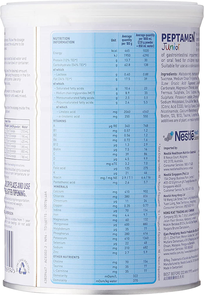 PEPTAMEN  MILK POWDER-JUNIOR 400GM (CAN DENTED)