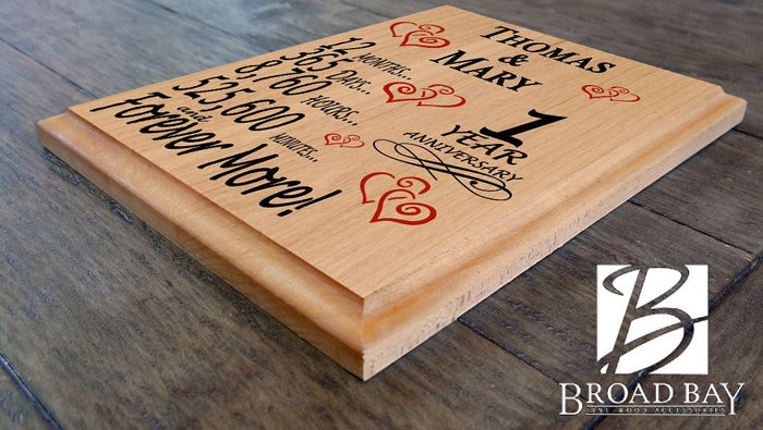 Personalized Anniversary Gift By Year Sign Custom Name & Year Gift For Couples Select Your Anniversary Year! - Broad Bay Personalized Gifts Shipped Fast