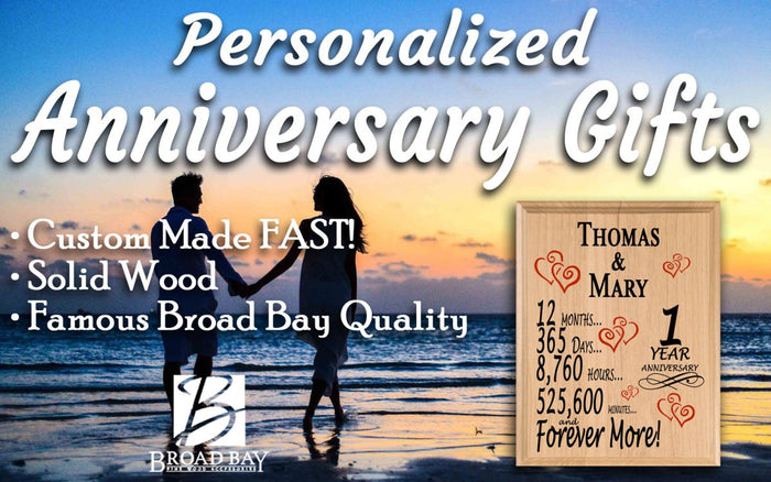 Personalized Anniversary Gift By Year Sign Custom Name & Year Gift For Couples Select Your Anniversary Year! - Broad Bay Personalized Gifts Shipped Fast