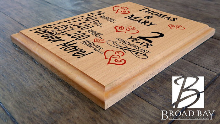 Personalized Anniversary Gift By Year Sign Custom Name & Year Gift For Couples Select Your Anniversary Year! - Broad Bay Personalized Gifts Shipped Fast