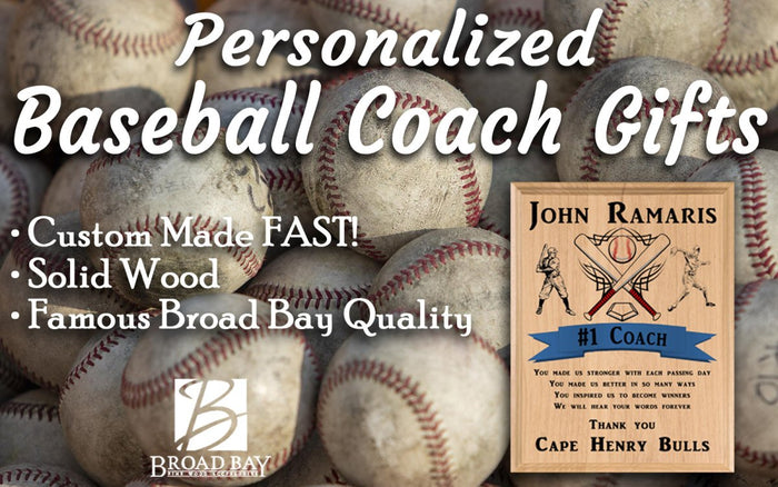 Great Baseball Coach Gift Plaque Personalized Team Appreciation Gift - Broad Bay Personalized Gifts Shipped Fast