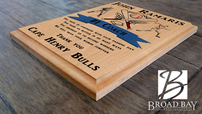 Great Baseball Coach Gift Plaque Personalized Team Appreciation Gift - Broad Bay Personalized Gifts Shipped Fast