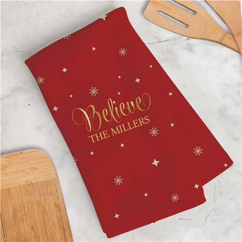 Personalized Believe Dish Towel