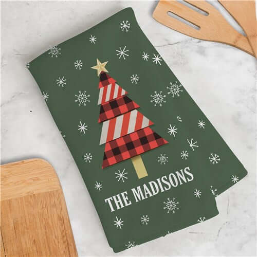 Personalized Christmas Tree Kitchen Dish Towel