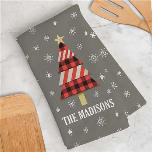 Personalized Christmas Tree Kitchen Dish Towel