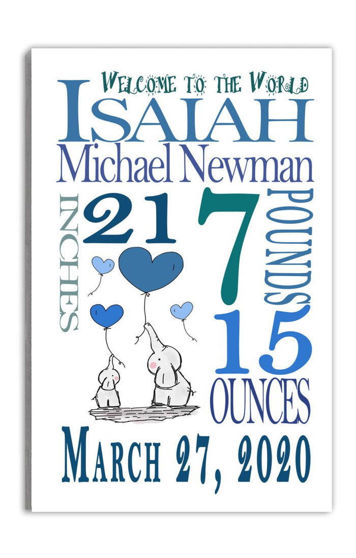 Baby Boy Birth Announcement Wall Art Sign  - Solid Wood
