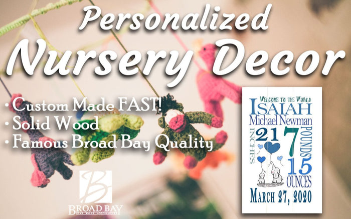 Personalized New Baby Boy Birth Announcement Gift Wall Art - Broad Bay Personalized Gifts Shipped Fast