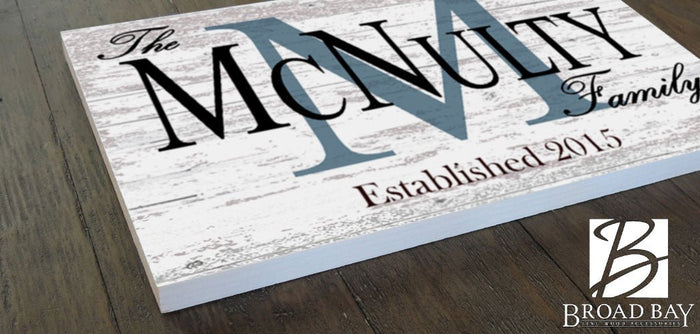 Wood Monogram Name Sign and Established Date for Wedding Gift for Couple EST. Date - Broad Bay Personalized Gifts Shipped Fast