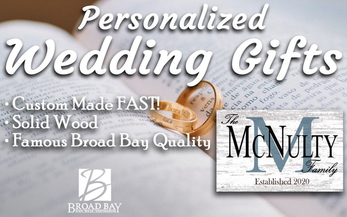 Wood Monogram Name Sign and Established Date for Wedding Gift for Couple EST. Date - Broad Bay Personalized Gifts Shipped Fast