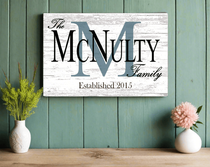 Last Name Sign with Established Date - Wedding Gift or Housewarming Present