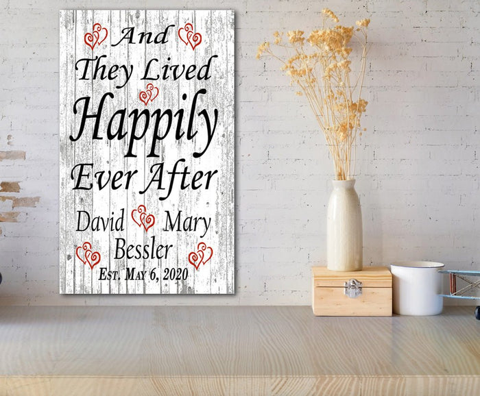 engraved wedding gift sign with names and date