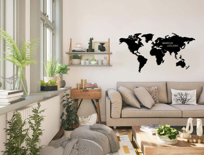 Personalized World Map Metal Wall Art - Decor available at Dekadron for $149.90