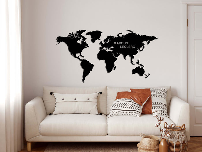 Personalized World Map Metal Wall Art - Decor available at Dekadron for $204.90