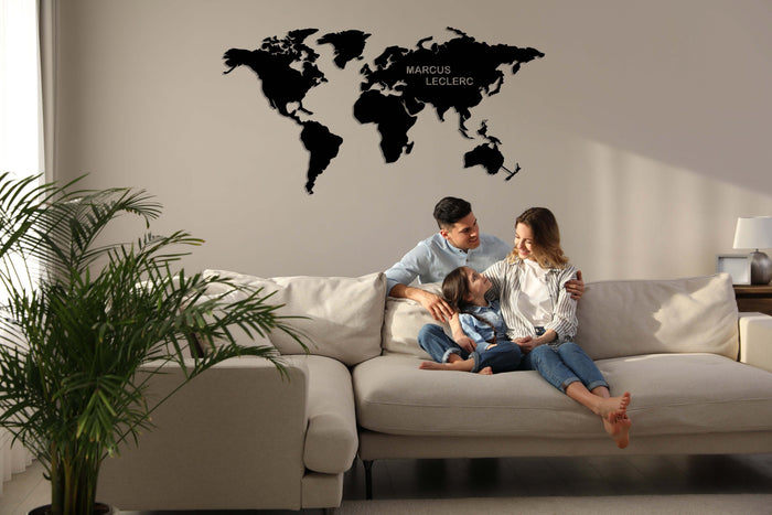 Personalized World Map Metal Wall Art - Decor available at Dekadron for $104.90