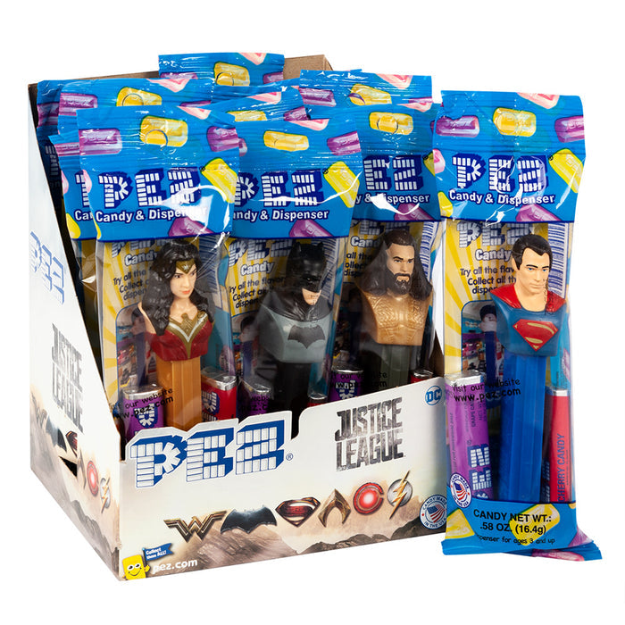 PEZ Justice League Assorted Candy Dispensers - 12 Count