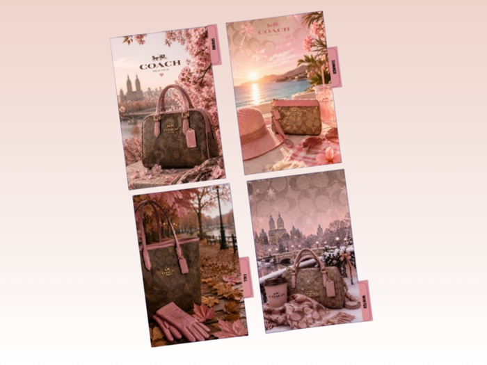 Pink & Brown Coach | Seasons | Planner Dashboards | A5 Rings | Set of 4
