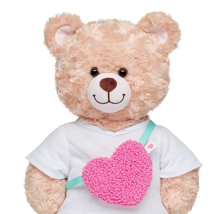Pink Sherpa Heart Crossbody Bag