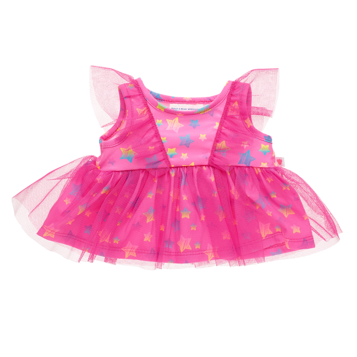 Pink Stars Tulle Sleeve Dress