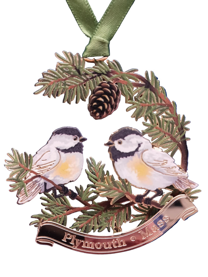Plymouth, Massachusetts Chickadees Ornament