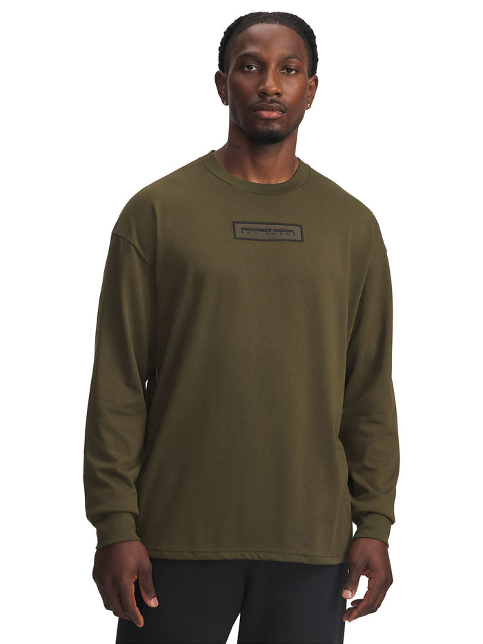 Polera manga larga de entrenamianto para hombre Project Rock verde Under Armour.
