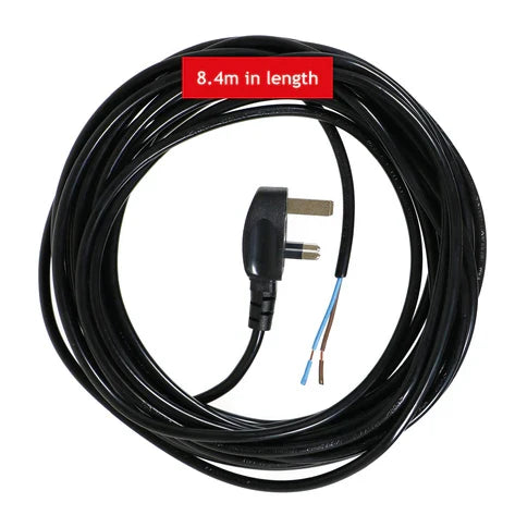 Power Cable for Lawnmower and Garden Strimmers Spear & Jackson | Gardenline Mains Power Lead with UK Plug, Black, 8.4m
