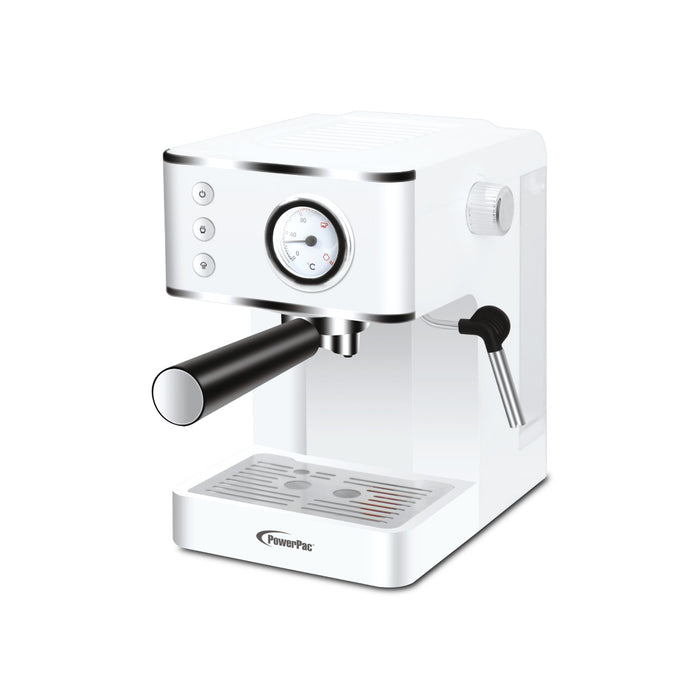 PowerPac 1.2L Coffee Maker High Pressure Water Tank, Coffee Machine Espresso Coffee Machine with Milk Frothing (PPCM331) White