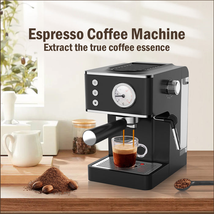 PowerPac 1.2L Coffee Maker High Pressure Water Tank, Coffee Machine Espresso Coffee Machine with Milk Frothing (PPCM331) White