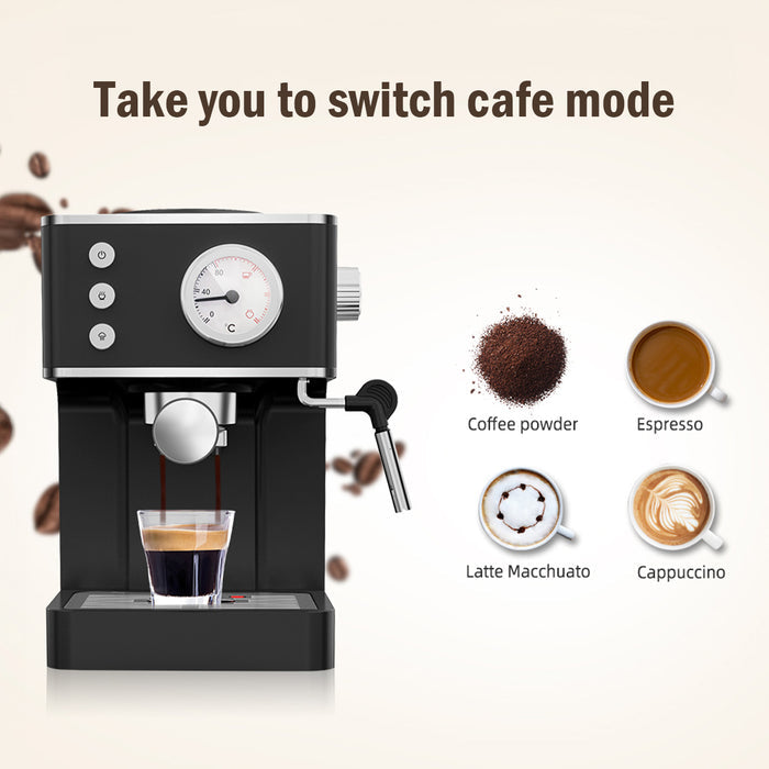 PowerPac 1.2L Coffee Maker High Pressure Water Tank, Coffee Machine Espresso Coffee Machine with Milk Frothing (PPCM331) White