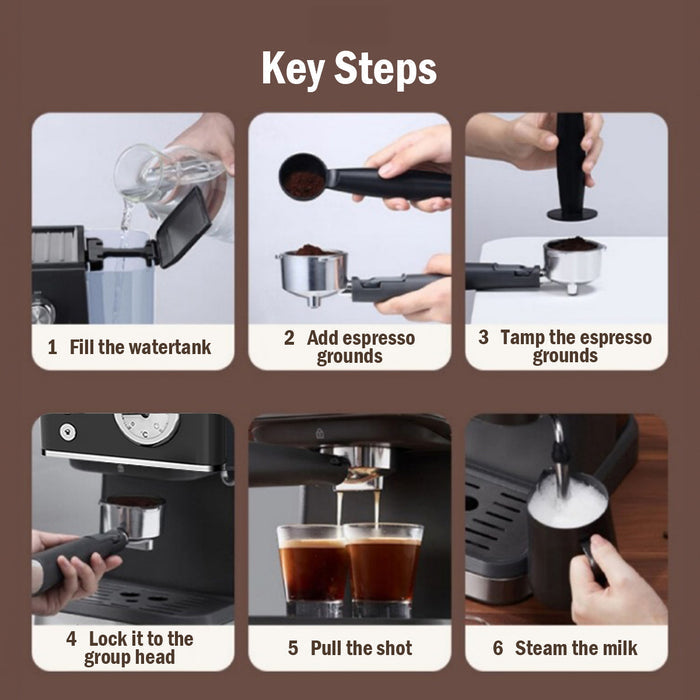 PowerPac 1.2L Coffee Maker High Pressure Water Tank, Coffee Machine Espresso Coffee Machine with Milk Frothing (PPCM331) White