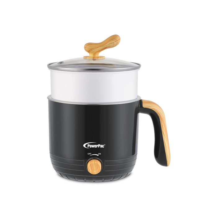 PowerPac 1.2L Stainless Steel Multi Cooker, Steamboat, Steamer (PPJ2012) Black