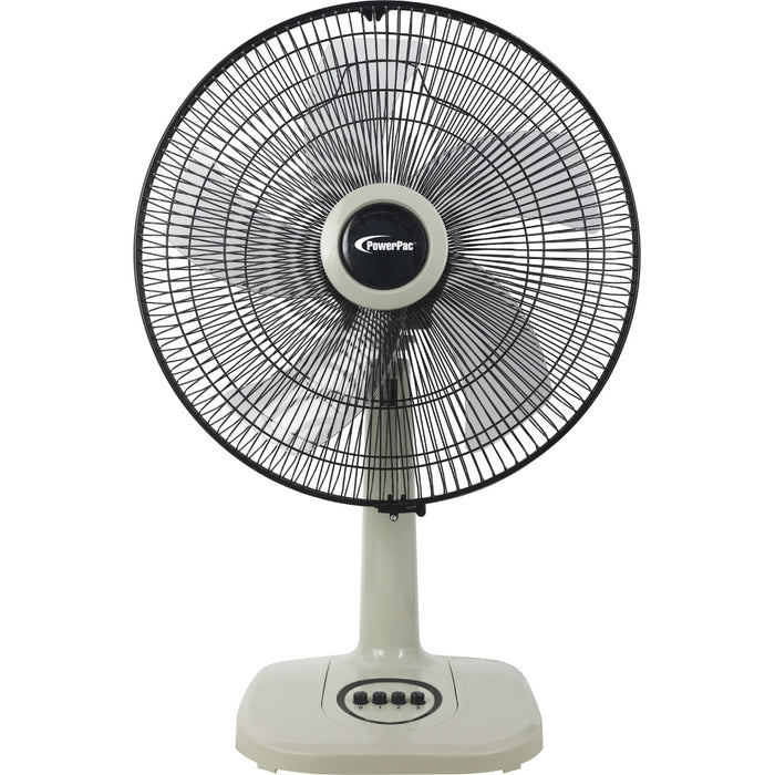 PowerPac 16"  Desk Fan – 5-Blades, High Velocity, Adjustable Tilt, Oscillation, Sturdy, Overheat Protection, 4-Speed, white, PPTF626