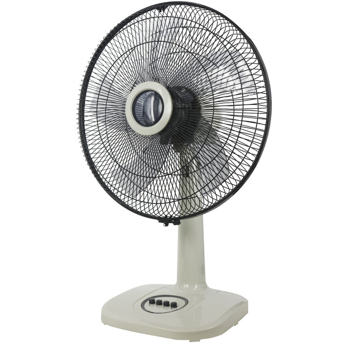 PowerPac 16"  Desk Fan – 5-Blades, High Velocity, Adjustable Tilt, Oscillation, Sturdy, Overheat Protection, 4-Speed, white, PPTF626