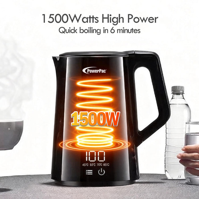 PowerPac 1.8L Digital Kettle Jug, Cordless Kettle Jug with Cool Touch (PPJ2035)